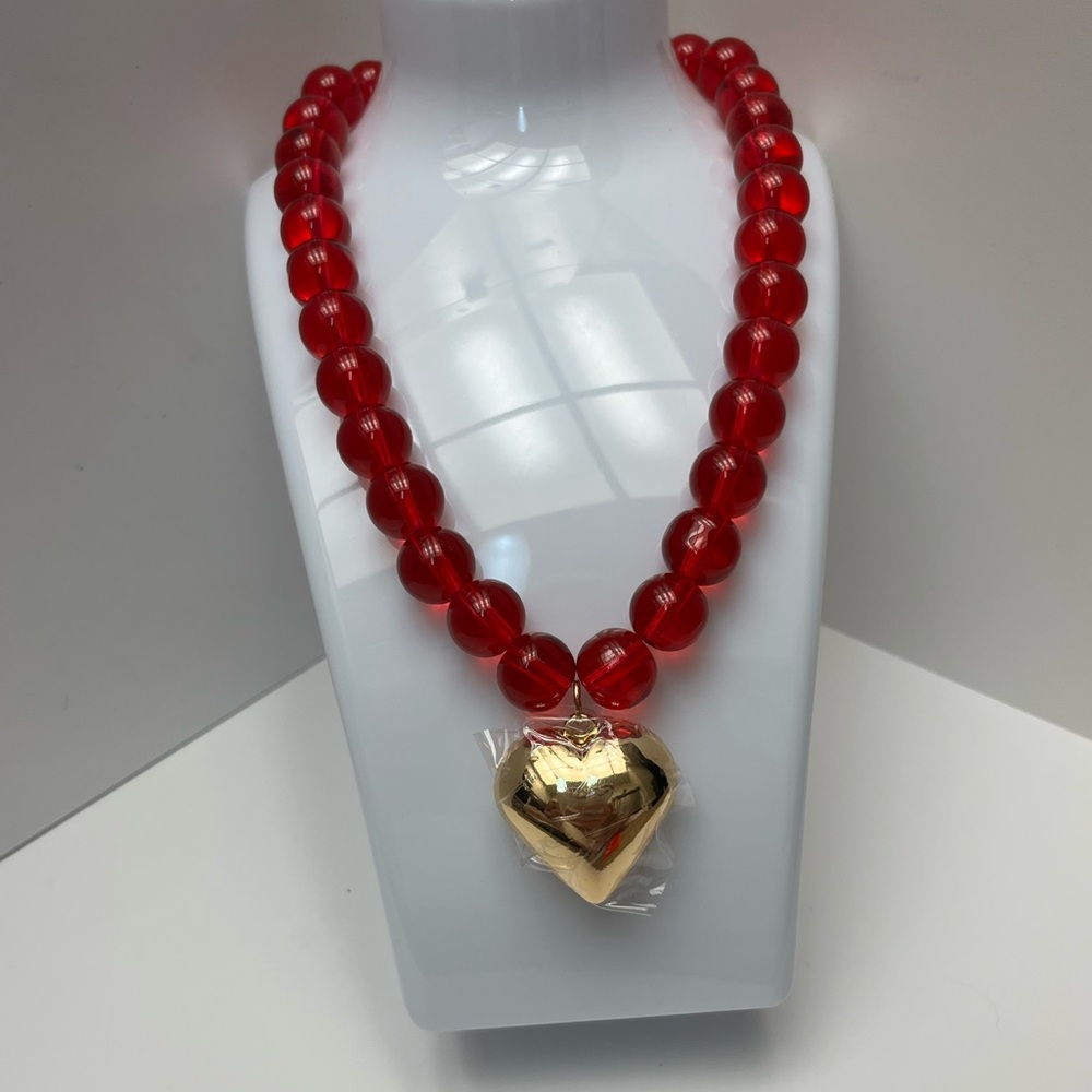 NWT ⚜️♥️⚜️ Piper K Gorgeous Red Beaded Glass Necklace - Picture 11 of 15
